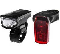 Velosipēdu lukturis 2K Light Set JY7059B/JY6069B, plastmasa, melna/sarkana, 2 gab.