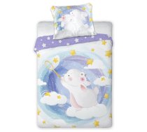 Bērnu gultas veļas komplekts PPF-14, balta/violeta/gaiši zila, 100x135 cm