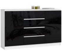 Kumode Akord K160 2D 4SZ CLP, balta/melna, 40 cm x 160 cm x 99 cm