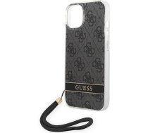 Telefona vāciņš Guess 4G Print Strap, Apple iPhone 14, melna