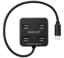 USB sadalītājs Gearlab 4 Port USB 3.2 Hub with USB-C USB-C male, 4 x USB female, melna