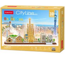 3D puzle Cubicfun City Line Barcelona MC256h, 54 cm x 17 cm