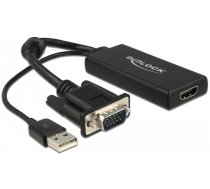 Adapteris Delock VGA 15 pin male, USB 2.0 A male, 0.25 m, melna