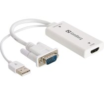Adapteris Sandberg VGA/Audio / HDMI / USB HDMI, VGA 15 pin male, balta