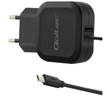 Adapteris Qoltec, Micro USB/USB Type A/USB 2.0 Type A, melna, 17 W