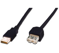 Vads Assmann USB 2.0 A male, USB 2.0 A female, 5 m, melna
