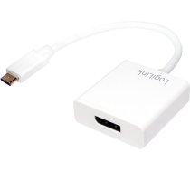 Adapteris Logilink USB-C 3.1 To DisplayPort USB 3.0 Type C male, Displayport, balta