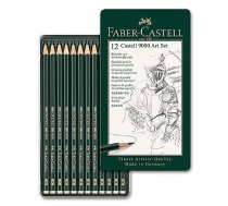 Grafīta zīmulis Faber Castell Graphite Pencil 9000, 2H/H/F/HB/B/2B/3B/4B/5B/6B/7B/8B, pelēka, 12 gab.