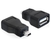 Adapteris Delock USB 2.0 A female, Mini-USB male, melna