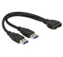 Vads Delock USB 3.0 19 pin male, USB 3.0 male, 0.25 m, melna