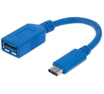 Adapteris Manhattan USB-C to USB-A USB 3.1 C male, USB 3.0 A female, 0.15 m, zila