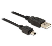 Vads Delock Mini USB male, USB 2.0 A male, 0.7 m, melna