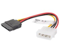 Adapteris Lanberg 4 pin Molex male, SATA 15 pin female, 0.15 m, dzeltena