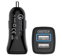 Auto telefona lādētājs Choetech C0051, 2 x USB Type-C, melna, 30 W