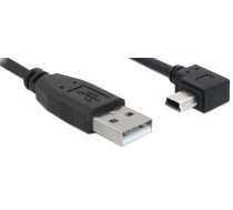 Adapteris Delock USB-A - miniUSB USB, USB 2.0 B-mini male, 0.5 m, melna