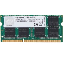 Operatīvā atmiņa (RAM) G.SKILL F3-1600C11S-8GSL, DDR3L (SO-DIMM), 8 GB, 1600 MHz