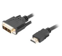 Vads Lanberg HDMI to DVI-D Single Link HDMI 19 pin male, DVI-D male, 3 m, melna