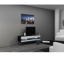 TV galds Cama Meble Vigo New 140, balta/melna/tumši pelēks, 140 cm x 30 cm x 140 cm