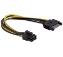 Vads Delock SATA 15 Pin - 6 Pin PCI-E SATA 15-pin, PCI Express 6-pin, 0.21 m, dzeltena