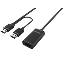 Vads Unitek USB-A - USB-A USB 2.0 A female, USB 2.0 A male x 2, 10 m, melna