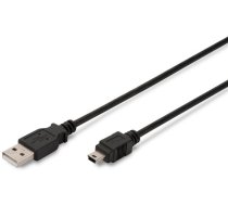 Vads Assmann AK-300108-018-S USB 2.0 male, Mini USB, 1.8 m, melna