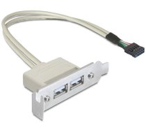 Adapteris Delock Bracket USB 9pin to USB x2 USB, USB 2.0 A female, 0.5 m, pelēka