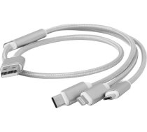 Vads Cablexpert USB 3-in-1 Charging Cable USB, Micro USB, 1 m, sudraba