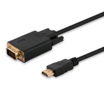 Vads Savio HDMI / VGA HDMI 19 pin male, VGA 15 pin male, 1.8 m, melna