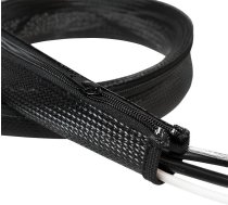 Kabeļa organizators Logilink Cable Sleeve w/ Zipper, 35mm, 2m, black, 2000 x 35 mm, melna