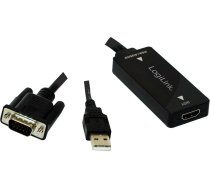 Adapteris Logilink VGA With Audio to HDMI Converter HDMI female, VGA male, melna