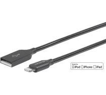 Vads Estuff, USB 2.0 Type A/Apple Lightning, 150 cm, pelēka