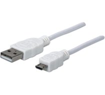 Vads Manhattan USB / Micro USB USB 2.0 A male, Micro USB 2.0 B male, 1.8 m, balta