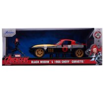 Bērnu rotaļu mašīnīte Jada Toys Marvel Avengers Black Widow 1966 Chevy Corvette 253225014, zelta/melna/sarkana