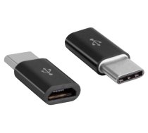 Adapteris Akyga USB 2.0 C male, Micro USB 2.0 B male, melna