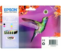 Tintes printera kasetne Epson T0807, zila/melna/dzeltena