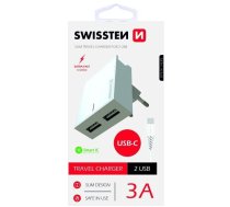 Telefona lādētājs Swissten Premium Fast, USB/AC/DC, balta