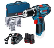 Bosch GSR 12V-15 akumulatora skrūvgriezis ar piederumiem