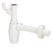 Pudeļsifons bez izplūdes 11/4"x32 ar veļas mašīnas pieslēgumu, balts