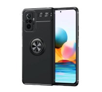Telefona maciņš, vāciņš priekš Xiaomi Redmi Note 10 Pro 4G, melns, magnētisks, ar gredzenu