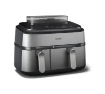 Philips Dual Basket Airfryer | NA555/00 5000 series | Power 2750 W | Capacity 9 L | RapidAir Plus | Silver