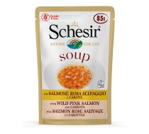 Schesir soup with wild pink salmon + carrots 85g wet food for cats