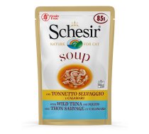 Schesir soup with wild tuna + calamari 85g wet food for cats