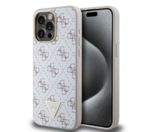 Aizmugurējais Vāciņš Guess - Guess Pu Leather 4g Triangle Metāls Logo Case For Iphone 15 Pro Max White