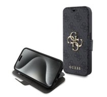 Aizmugurējais Vāciņš Guess - Guess Pu Leather 4g Metāls Logo Book Case For Iphone 15 Pro Max Grey