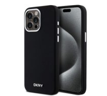 Aizmugurējais Vāciņš Dkny - Dkny Liquid Silicone Silver Metāls Logo Magsafe Case For Iphone 15 Pro Max Black