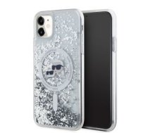 Aizmugurējais vāciņš Karl Lagerfeld - Karl Lagerfeld Liquid Glitter Karl and Choupette Heads MagSafe Case for iPhone 11 Transparent