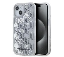 Aizmugurējais vāciņš Karl Lagerfeld - Karl Lagerfeld Liquid Glitter Monogram Gradient Case for iPhone 15 White