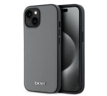 Aizmugurējais Vāciņš Dkny - Dkny Pu Leather Silver Metāls Logo Magsafe Case For Iphone 15 Grey