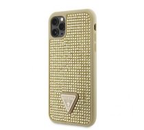 Aizmugurējais Vāciņš Guess - Guess Rhinestones Triangle Metāls Logo Case For Iphone 11 Pro Gold