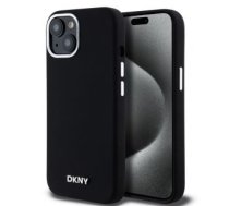 Aizmugurējais Vāciņš Dkny - Dkny Liquid Silicone Silver Metāls Logo Magsafe Case For Iphone 15 Black